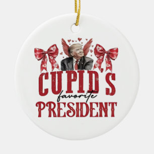 Cupid’s Favourite President Valentine Trump  Ceramic Tree Decoration