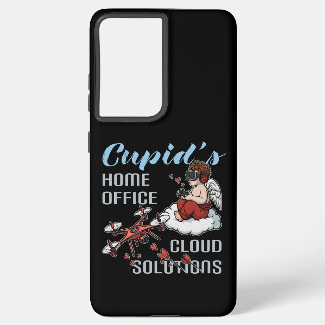 Cupid’s Home Office, Drone Valentine’s Day Samsung Galaxy S21+ Case (Back)