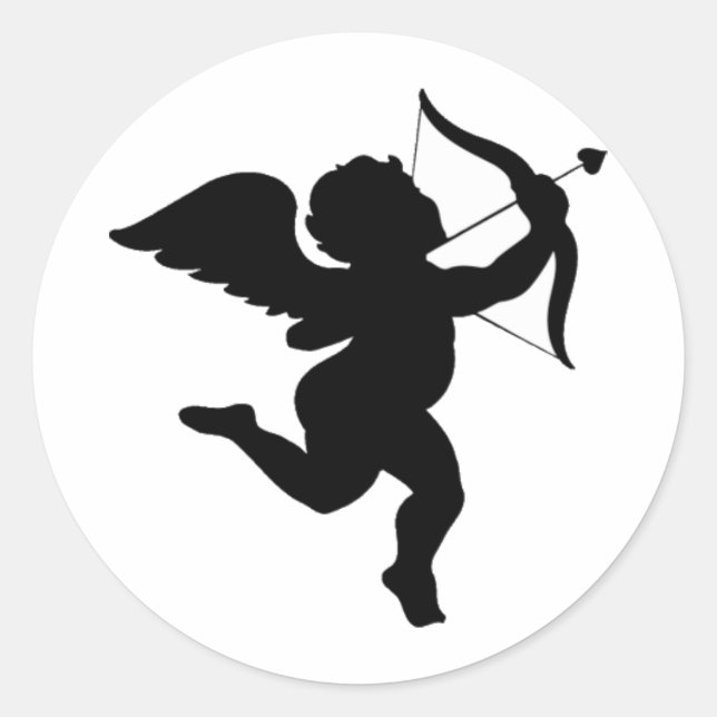 Cupid Silhouette Design! Classic Round Sticker (Front)