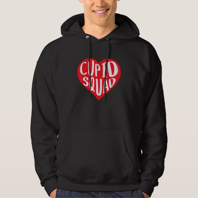 Cupid Squad Heart Funny Best friend Group Valentin Hoodie (Front)