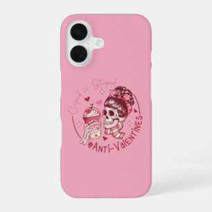 cupid stupid skull hearts anti valentine iPhone 16 case
