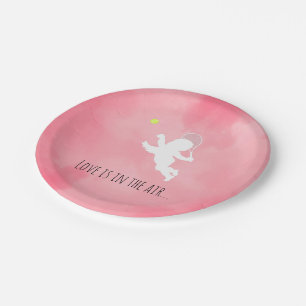 Cupid Tennis Heart Balloon Paper Plate