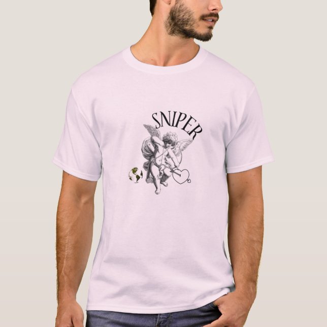 Cupid the Sniper" Precision Bow and Arrow T-Shirt (Front)