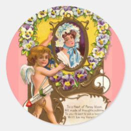 Cupid Vintage Valentine’s Day Classic Round Sticker