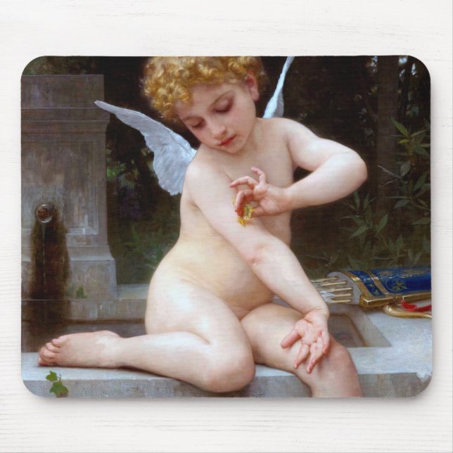Cupid with a Butterfly, Bouguereau Mouse Pad (Front)
