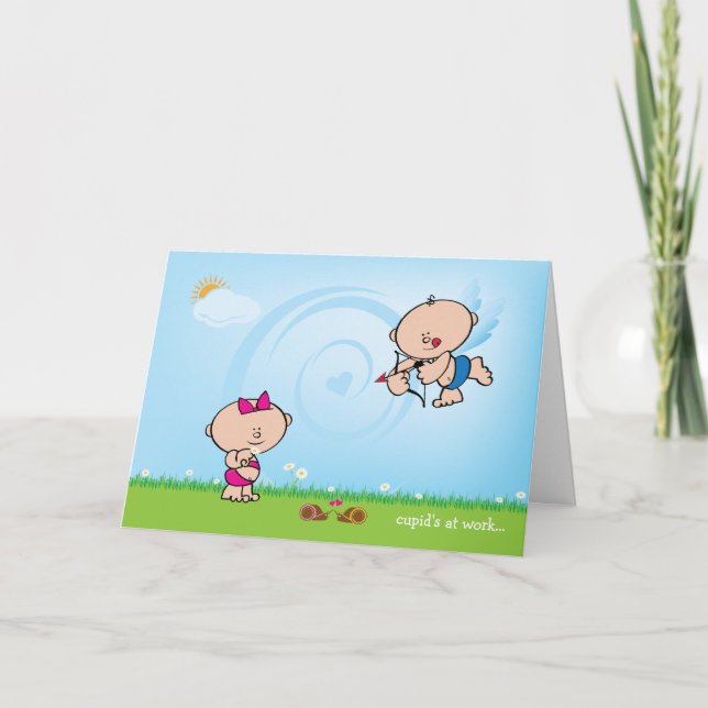 Cupid with arrow Valentine Love Card (Front)