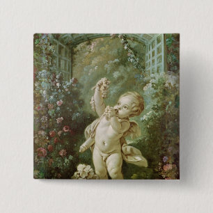 Cupid with Grapes 15 Cm Square Badge