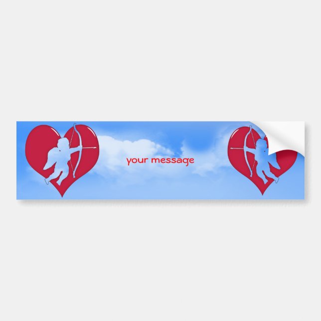 Cupid Within a Heart (Add Your Text) Bumper Sticker (Front)