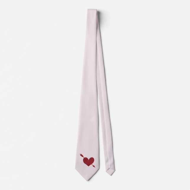 Cupid's Arrow in Heart Light Pink  Tie (Front)
