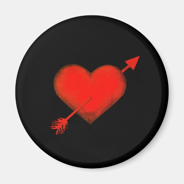 Cupid's Arrow Red on Black Button Magnet (Front)