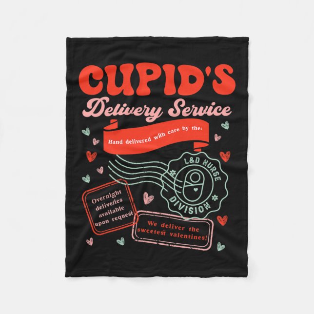 Cupid's Delivery Service Labour And Delivery Nurse Fleece Blanket (Front)