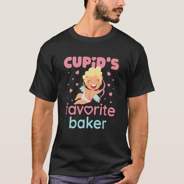 Cupid's Favorite Baker Cute Valentine's Day T-Shirt (Front)