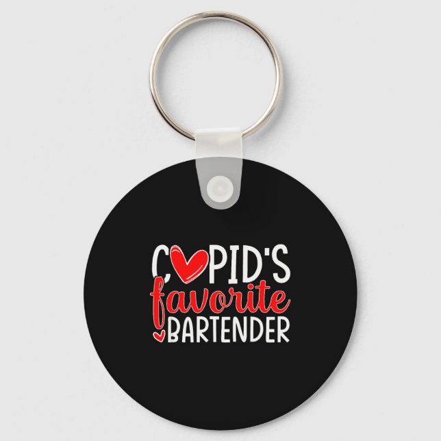 Cupids Favorite Bartender Funny Hearts Valentines  Key Ring (Front)