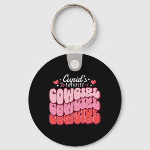 Cupid's Favorite Cowgirl Valentine's Day Hearts Key Ring