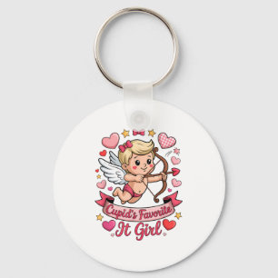 Cupids Favorite Girl Valentine Pink Heart Aestheti Key Ring
