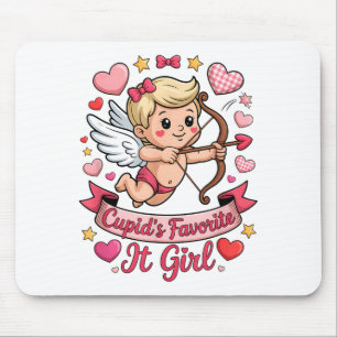 Cupids Favorite Girl Valentine Pink Heart Aestheti Mouse Pad
