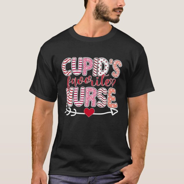 Cupid's Favorite Nurse Valentine Day Nursing Medic T-Shirt (Front)
