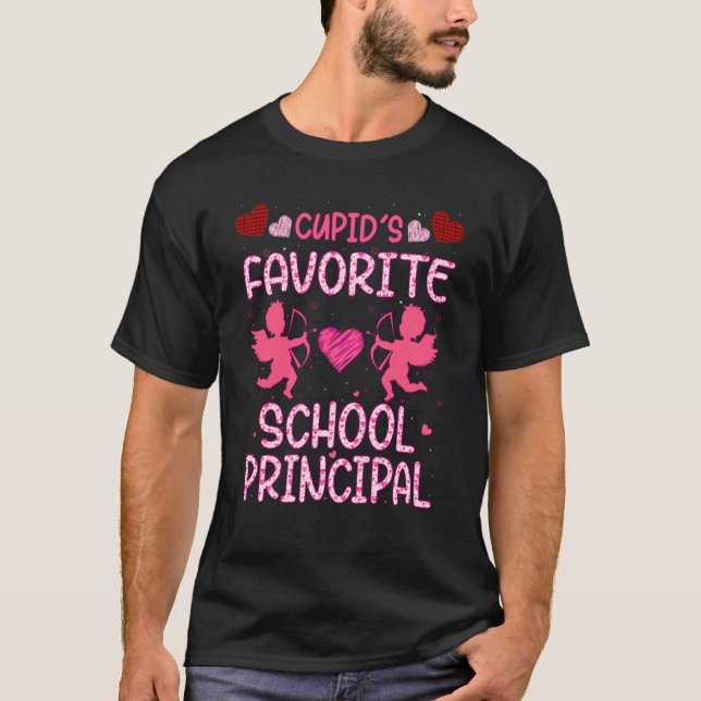 Cupid's Favorite School Principal Valentine Princi T-Shirt (Front)