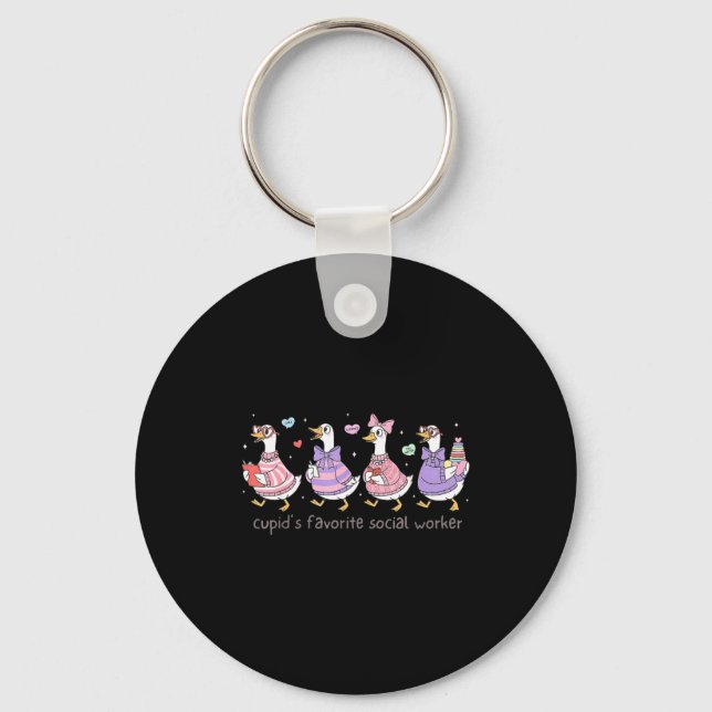 Cupid's Favorite Social Worker Goose Key Ring (Front)