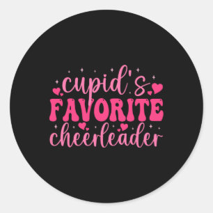 Cupids Favourite Cheerleader Valentine Day Love Ch Classic Round Sticker