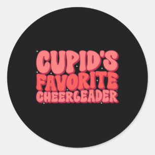 Cupids Favourite Cheerleader Valentine Day Love Ch Classic Round Sticker