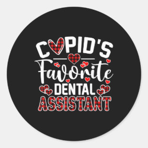 Cupids Favourite Dental Istant Funny Valentines Da Classic Round Sticker