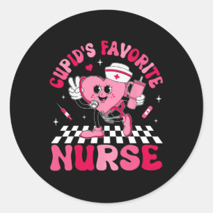 Cupids Favourite Nurse Bougie Valentine Candy Hear Classic Round Sticker