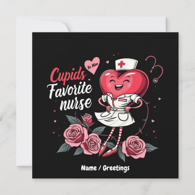 Cupid's Favourite Nurse Funny And Cute Valentine's Invitation (Front)