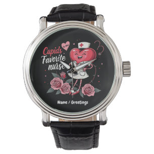 Cupid's Favourite Nurse Funny And Cute Valentine's Watch