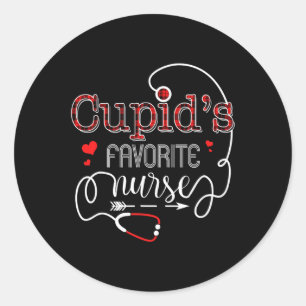 Cupid's Favourite Nurse Valentine Day Nursing Medi Classic Round Sticker