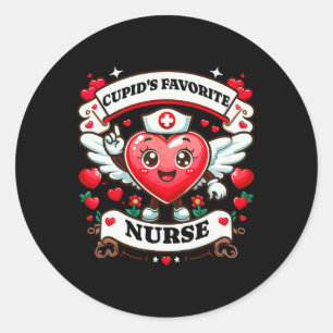 Cupid's Favourite Nurse Valentine Day Nursing Medi Classic Round Sticker