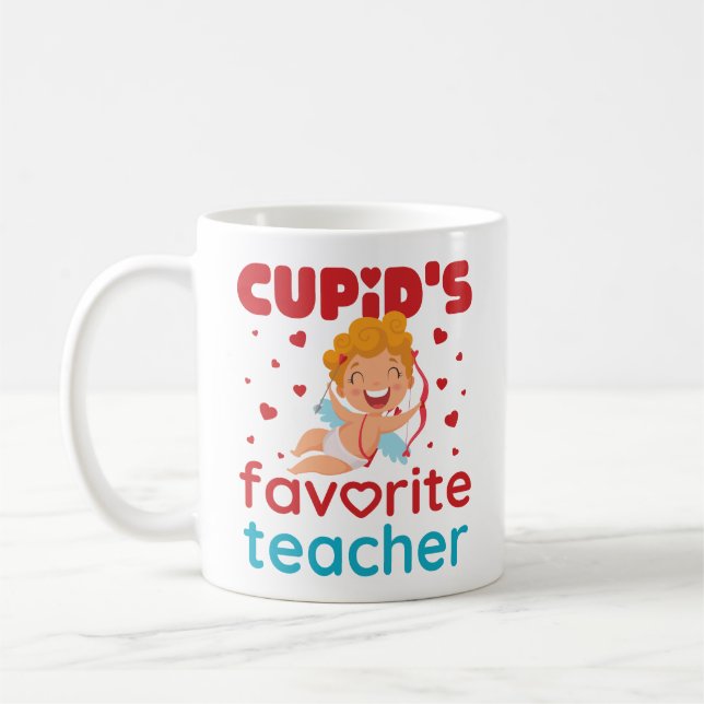 Cupid's Favourite Teacher Cute Valentine's Day Coffee Mug (Left)