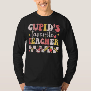 Cupid's Favourite Teacher Groovy Retro Valentine's T-Shirt