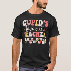 Cupid's Favourite Teacher Groovy Retro Valentine's T-Shirt