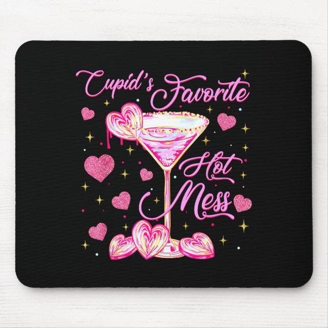 Cupids Hot Mess Coquette Valentines Martini Valent Mouse Pad (Front)