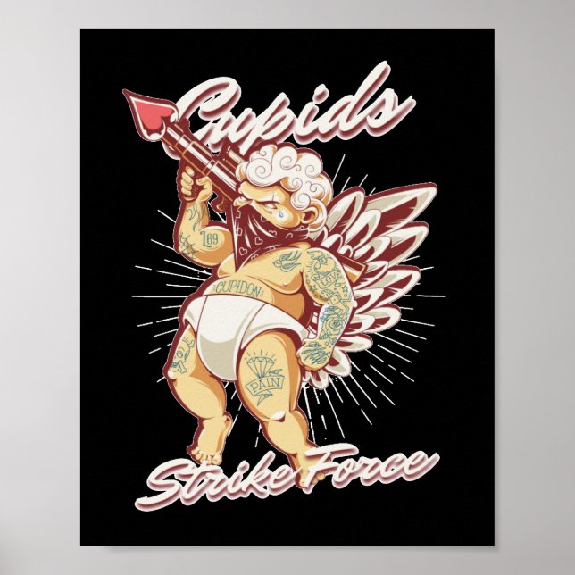 CUPIDS STRIKE FORCE funny cupid valentines day     Poster (Front)