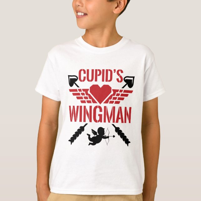 Cupid's Wingman Cute Valentine's Day T-Shirt (Front)