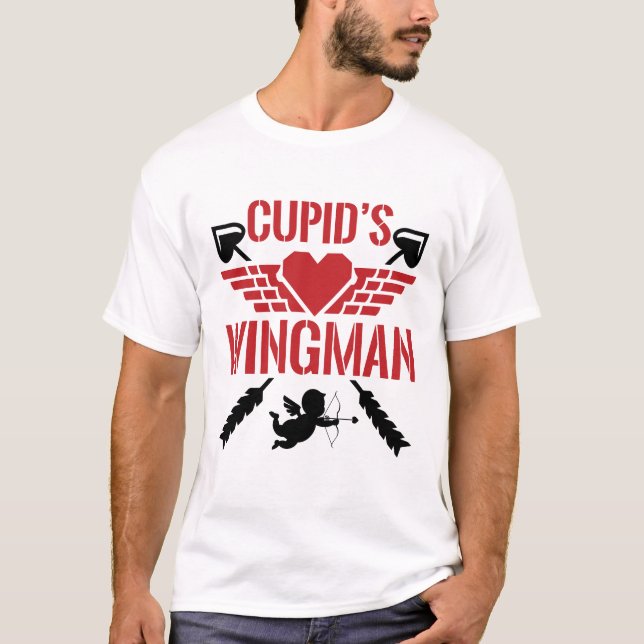 Cupid's Wingman Cute Valentine's Day T-Shirt (Front)