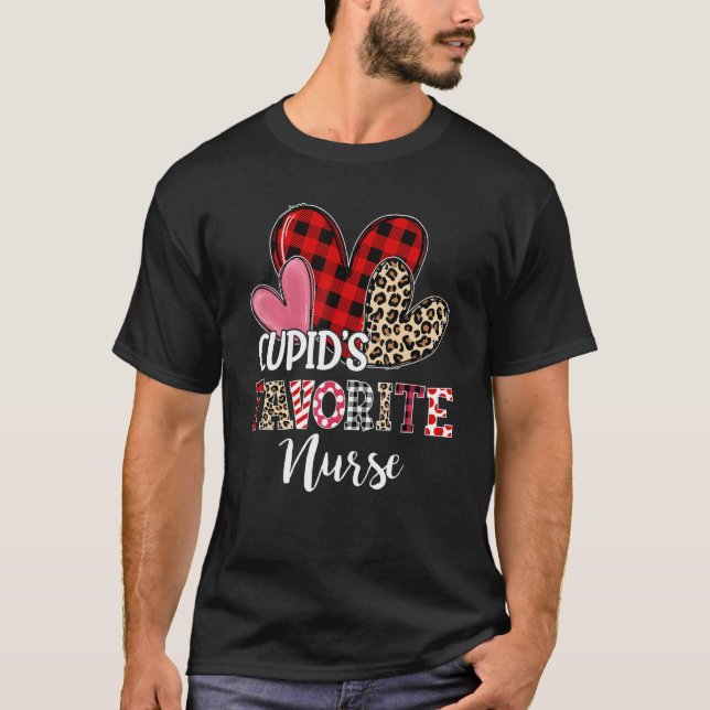 Cupidu2019s Favorite Nurse Cute Hearts Valentines  T-Shirt (Front)