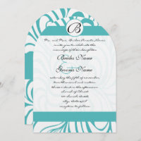 Curacao Blue Swirls Wedding Invitations
