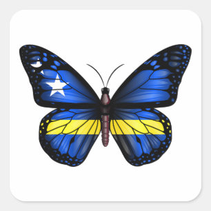 Curaçao Butterfly Flag Square Sticker
