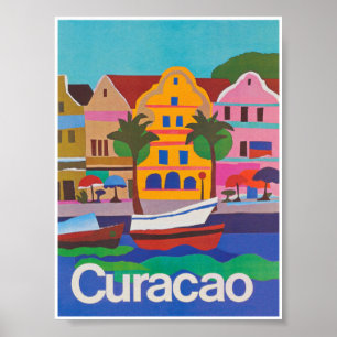 Curacao Colourful Vintage Travel Poster