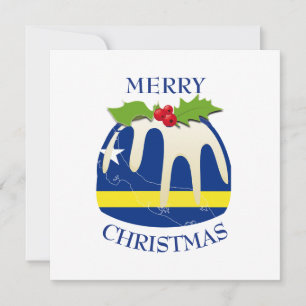 CURACAO FLAG Festive Plum Pudding Christmas Holiday Card