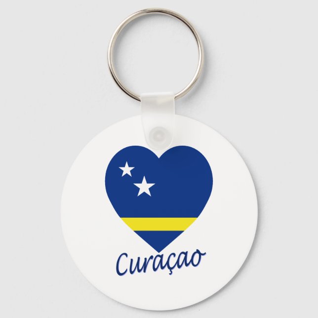 Curacao Flag Heart Key Ring (Front)