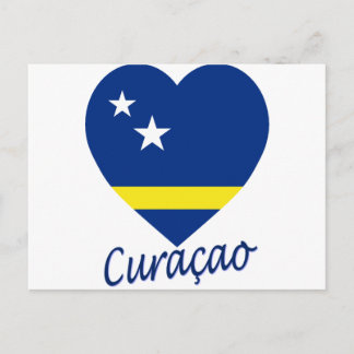 Curacao Flag Heart Postcard