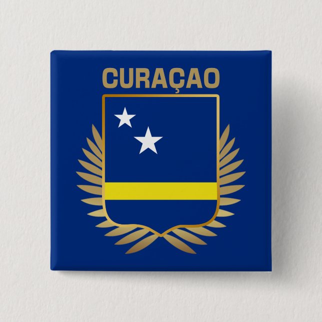Curacao Flag Shield 15 Cm Square Badge (Front)