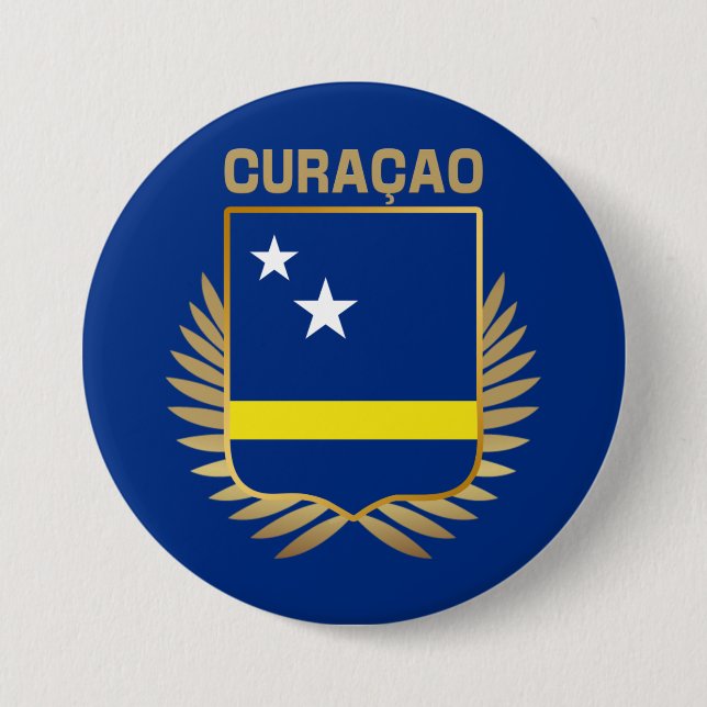 Curacao Flag Shield 7.5 Cm Round Badge (Front)