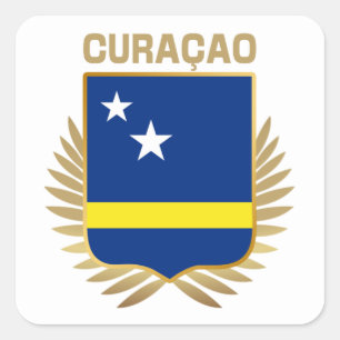 Curacao Flag Shield Square Sticker