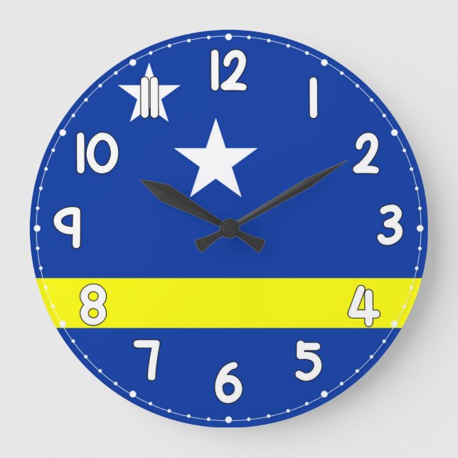 Curacao Flag Wall Clock – Patriotic Caribbean (Front)