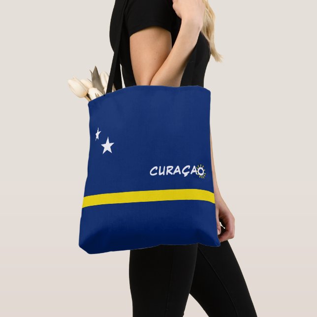 Curaçao Flag with customisable text Tote Bag (Close Up)
